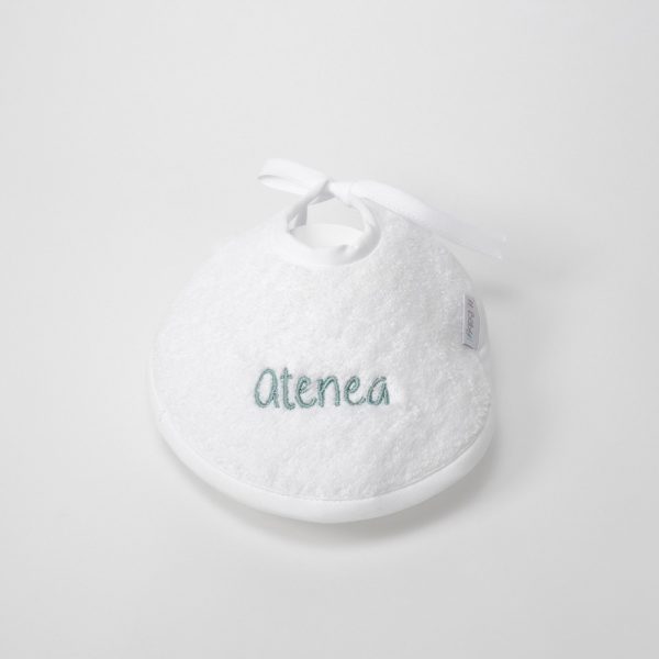Babero redondo de rizo personalizado mediante bordado Color blanco