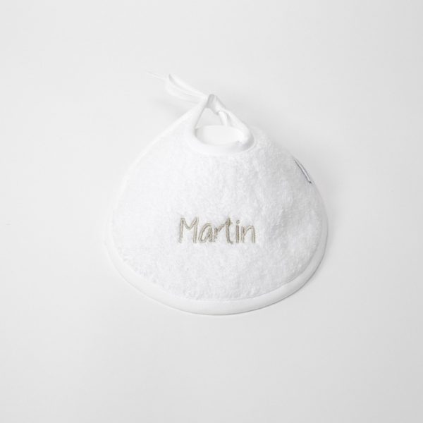 Babero redondo de rizo personalizado mediante bordado Color blanco