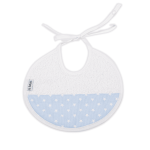 Babero bebé redondo con lazo pique azul estrellas blancas