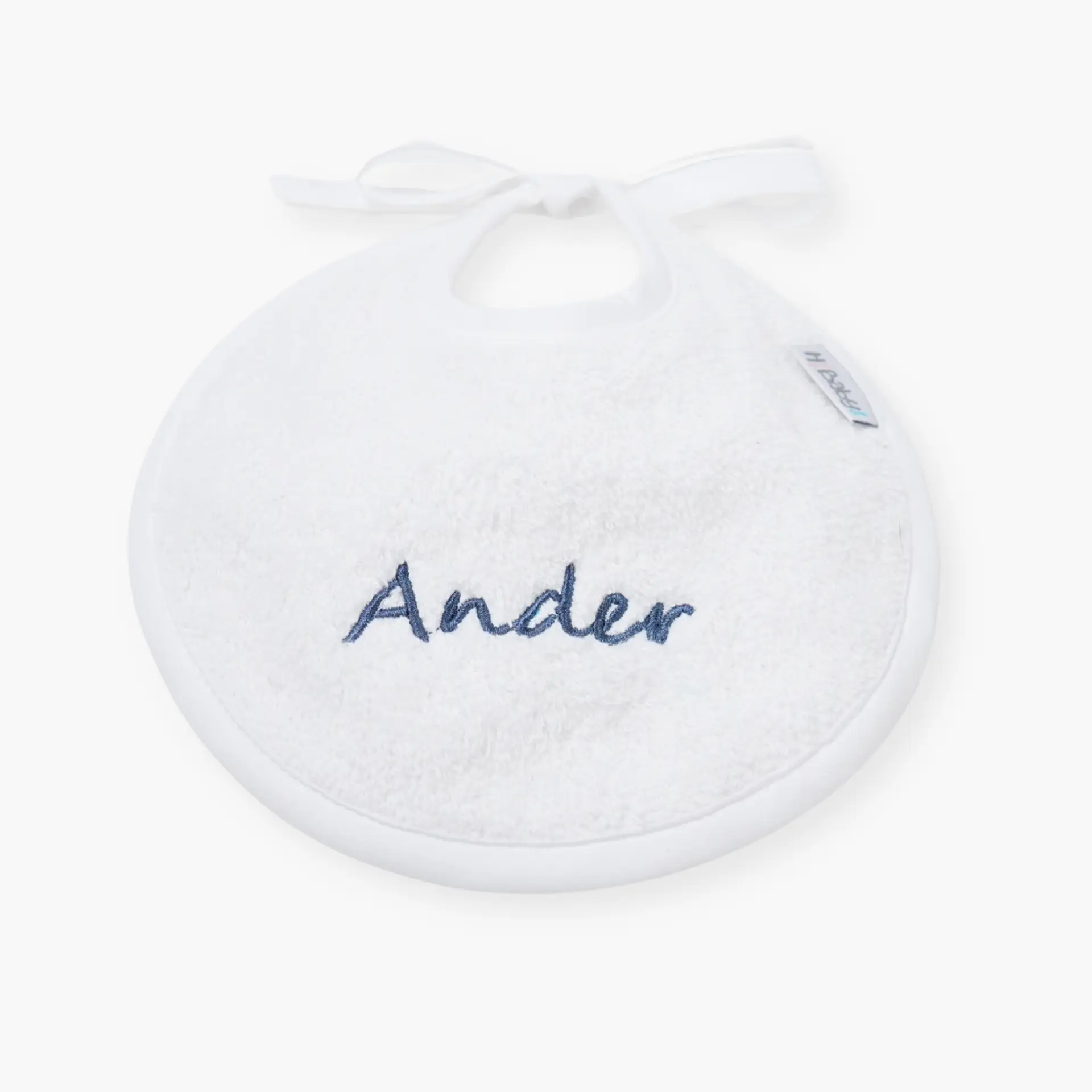 Babero rizo personalizado plastificado - Azul Jean Babero personalizado bebé bordado - Imagen 1