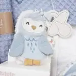 Canastilla Jimmy compuesta por : Jimmy, el lindo y blandito muñeco de peluche de felpa, es suave y encantador para abrazarlo. Vestido con mono de pana, puede sentarse y le gusta ir contigo a todas partes. Medida : 35 cm Toalla capa de baño personalizada con el nombre del bebé, de waffle 100% algodón orgánico. Medidas 75 x 75 cm Chupetero de tela de Little Dutch. Opta por esta cautivadora tela para chupete y tendrás el chupete de tu bebé siempre a tu alcance. También es un gran regalo de maternidad, coloca un mordedor o chupete en el lazo de algodón de color azul para mantenerlo limpio y a mano. 100% Polyester Pelota sensorial Montessori de Little Dutch. Chupete con capucha Los chupetes Retro Nordic están equipados con tetina patentada NGermany, sinónimo de alta calidad y de una experiencia de más de 30 años. Todas las tetinas disponen de una válvula que les permite recuperar inmediatamente su forma original. La arandela del chupete Retro Nordic cuenta con un sistema de ventilación que permite que el aire circule entre el chupete y la cara del bebé, evitando marcas y rozaduras. Características 100% BPA FREE Con capucha de protección. Producto Europeo, cumple con la normativa EN1400. Las tetinas de silicona hay que revisarlas a menudo cuando los niños tienen dientes. Bandana de piqué waffle y algodón, realizado a mano con cierre de velcro muy cómodo para su ajuste y seguro a la vez, el algodón waffle es una tela muy suave,manejable y cómoda, tremendamente esponjosa adquiere su nombre por los cuadraditos en relieve, que hacen la forma de un gofre o bien de un nido de abeja. Certificación OEKO-TEX STANDARD 100 apto para articulos que puedan estar en contacto directo con la piel para bebes y niñ@s de hasta tres años. Medidas.- 29cm x 15cm Personalizable Paño de lactancia piqué waffle y a