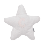 Cojín estrella grande blanco letra aplicada
