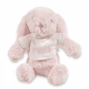 Conejo de peluche rosa con camiseta personalizado