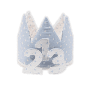 Coronas cumpleaños de tela para bebés de piqué azul con estrellas