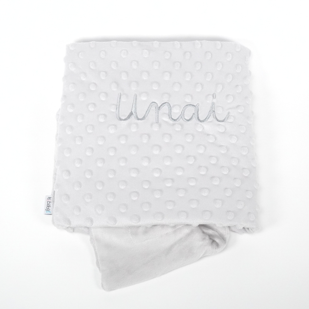 Manta bebe Topitos personalizada - Gris 1 Manta bebe Topitos personalizada - Gris
