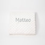 Manta bebé topitos personalizada Beige
