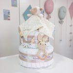 Mordedor sonajero crochet orejitas con aro de madera de haya personalizado. 15 cm